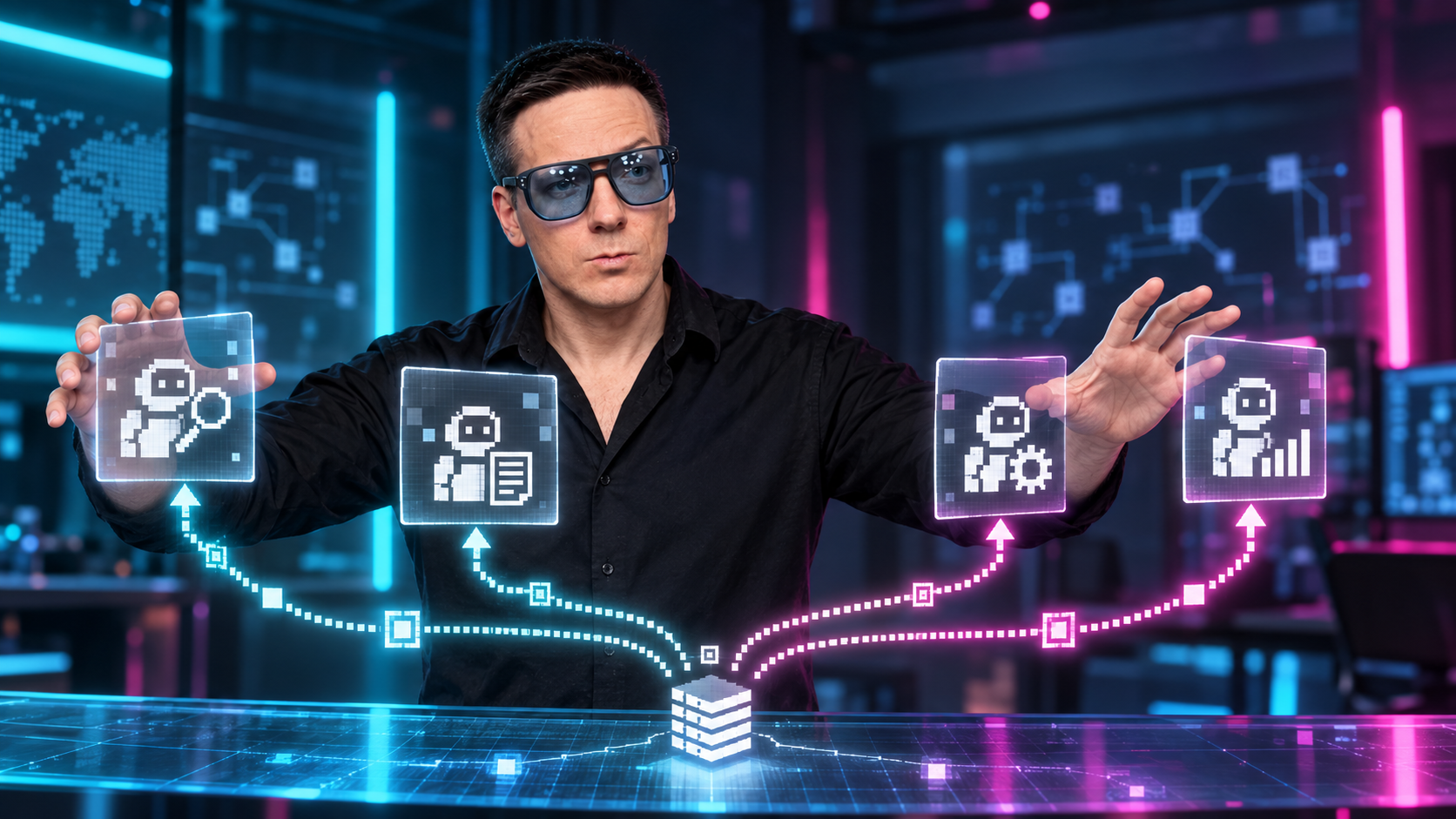 Олег распределяет специализированных AI-агентов по рабочим потокам