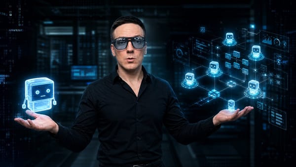 Олег Бердов в пиксельной AI-agent обложке 16:9